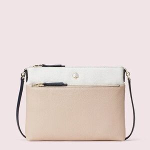 Kate Spade Polly Medium Blush Pink Navy Crossbody PXRUB245